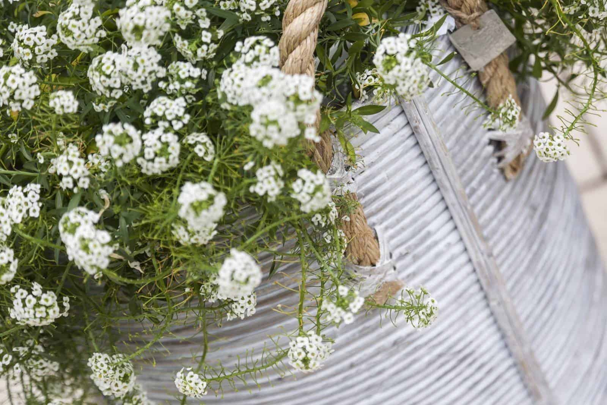 Kosz rattanowy AMIENS ⌀35cm x wys. 40cm biały przecierany