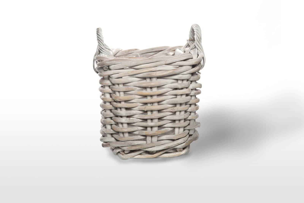 Kosz rattanowy NARBONNE sz.35cm x gł.35cm x wys.35cm biały przecierany