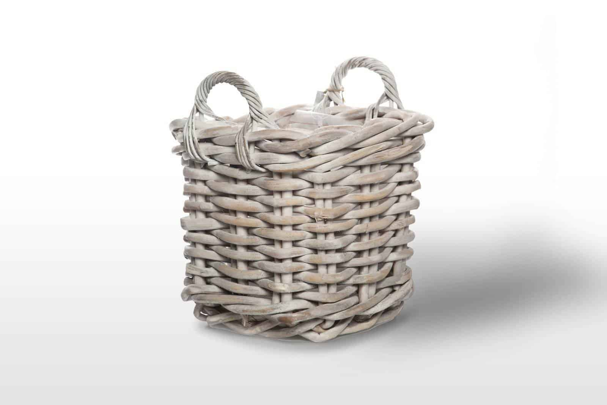 Kosz rattanowy NARBONNE sz.35cm x gł.35cm x wys.35cm biały przecierany