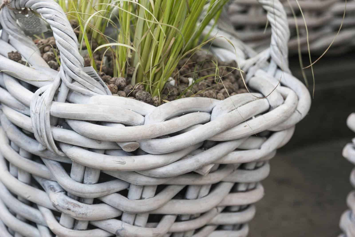 Kosz rattanowy NARBONNE sz.35cm x gł.35cm x wys.35cm biały przecierany