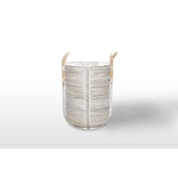 Kosz rattanowy AMIENS ⌀35cm x wys. 40cm biały przecierany