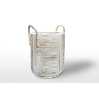 Kosz rattanowy AMIENS ⌀35cm x wys. 40cm biały przecierany