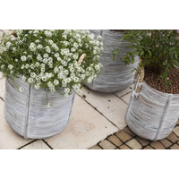 Kosz rattanowy AMIENS ⌀35cm x wys. 40cm biały przecierany