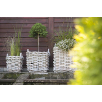 Kosz rattanowy NARBONNE sz.35cm x gł.35cm x wys.35cm biały przecierany