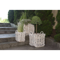 Kosz rattanowy NARBONNE sz.35cm x gł.35cm x wys.35cm biały przecierany