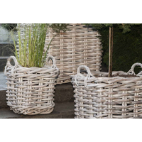 Kosz rattanowy NARBONNE sz.35cm x gł.35cm x wys.35cm biały przecierany