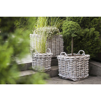 Kosz rattanowy NARBONNE sz.35cm x gł.35cm x wys.35cm biały przecierany