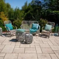 Stolik / puf rattanowy CANNES 35 cm biały przecierany