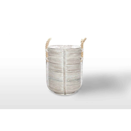 Kosz rattanowy AMIENS ⌀35cm x wys. 40cm biały przecierany