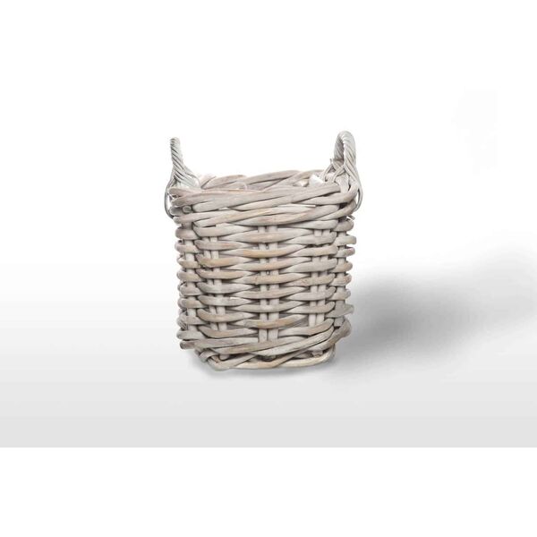 Kosz rattanowy NARBONNE sz.35cm x gł.35cm x wys.35cm biały przecierany