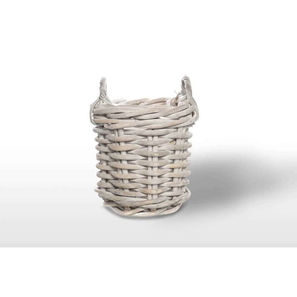 Kosz rattanowy RENNES ⌀35cm x wys. 35cm biały przecierany