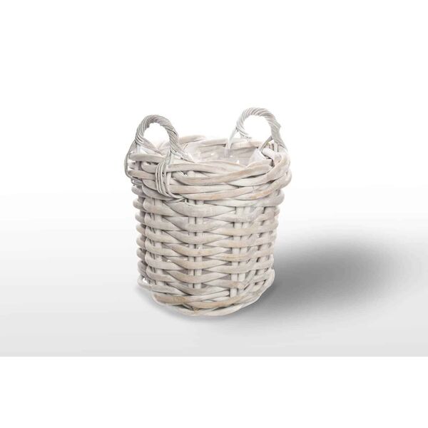 Kosz rattanowy RENNES ⌀35cm x wys. 35cm biały przecierany