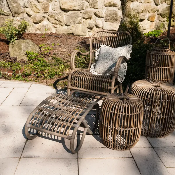 Podnóżek rattanowy CANNES naturalny