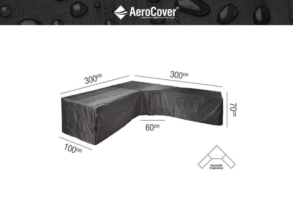 Pokrowiec ogrodowy w kształcie „L” 300x300x100x70cm (T) 7952