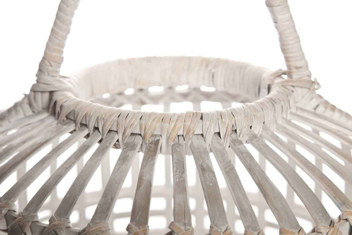 Lampa bambusowa TOULOUSE ⌀96cm x wys. 72cm biała przecierana