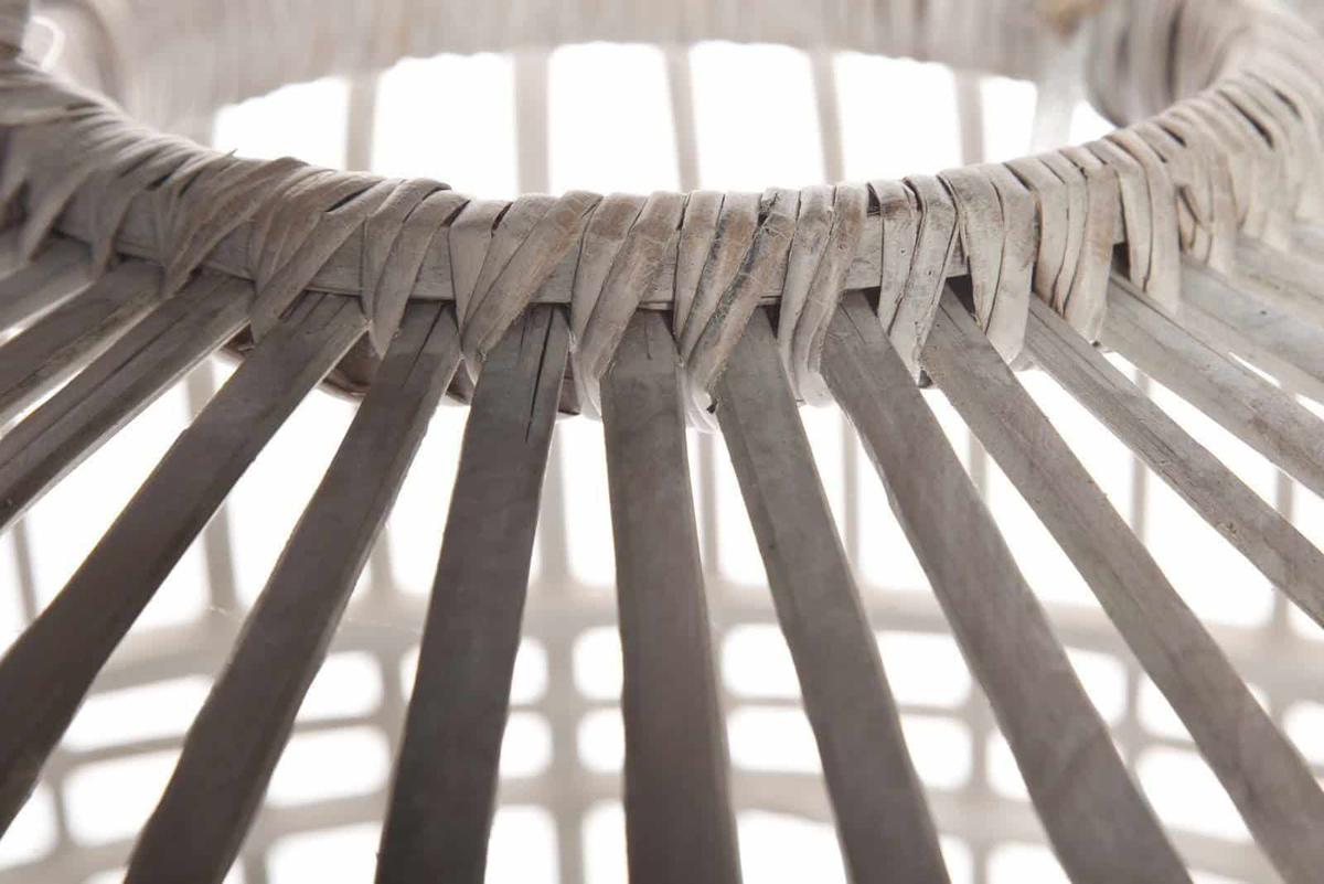 Lampa bambusowa TOULOUSE ⌀96cm x wys. 72cm biała przecierana