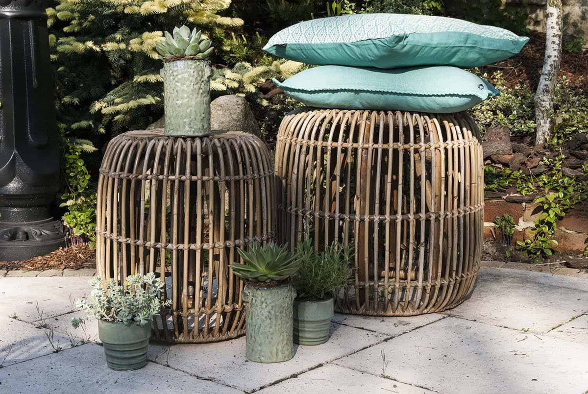 Stolik / puf rattanowy CANNES 35 cm naturalny