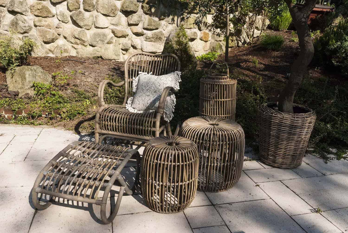 Stolik / puf rattanowy CANNES 35 cm naturalny