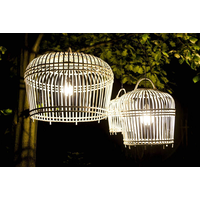 Lampa bambusowa TOULOUSE ⌀41cm x wys. 47cm biała przecierana
