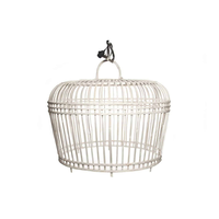 Lampa bambusowa TOULOUSE ⌀96cm x wys. 72cm biała przecierana