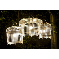 Lampa bambusowa TOULOUSE ⌀96cm x wys. 72cm biała przecierana