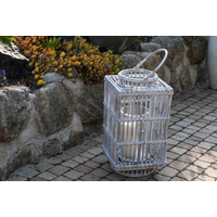 Lampion kwadratowy ROUSILLON sz.27cm x gł.27cm x wys.50cm biały przecierany