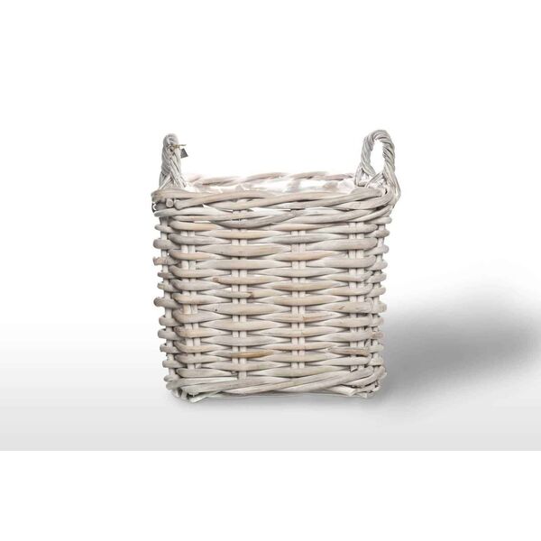 Kosz rattanowy NARBONNE sz.50cm x gł.50cm x wys.45cm biały przecierany