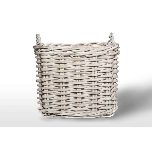 Kosz rattanowy NARBONNE sz.65cm x gł.65cm x wys.55cm biały przecierany
