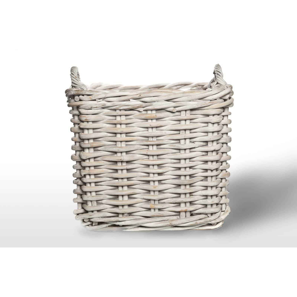 Kosz rattanowy NARBONNE sz.65cm x gł.65cm x wys.55cm biały przecierany