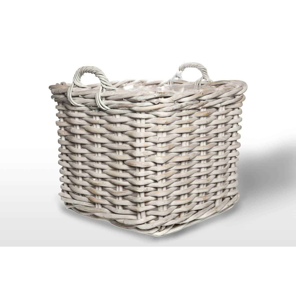 Kosz rattanowy NARBONNE sz.65cm x gł.65cm x wys.55cm biały przecierany