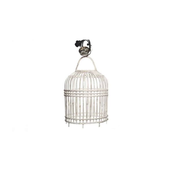Lampa bambusowa TOULOUSE ⌀41cm x wys. 47cm biała przecierana