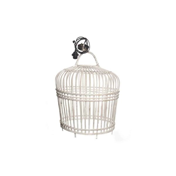 Lampa bambusowa TOULOUSE ⌀54cm x wys. 54cm biała przecierana