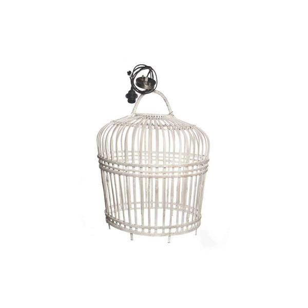 Lampa bambusowa TOULOUSE ⌀54cm x wys. 54cm biała przecierana