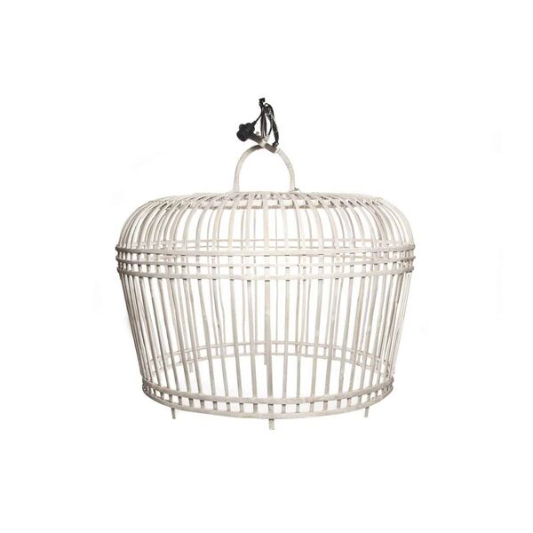 Lampa bambusowa TOULOUSE ⌀96cm x wys. 72cm biała przecierana