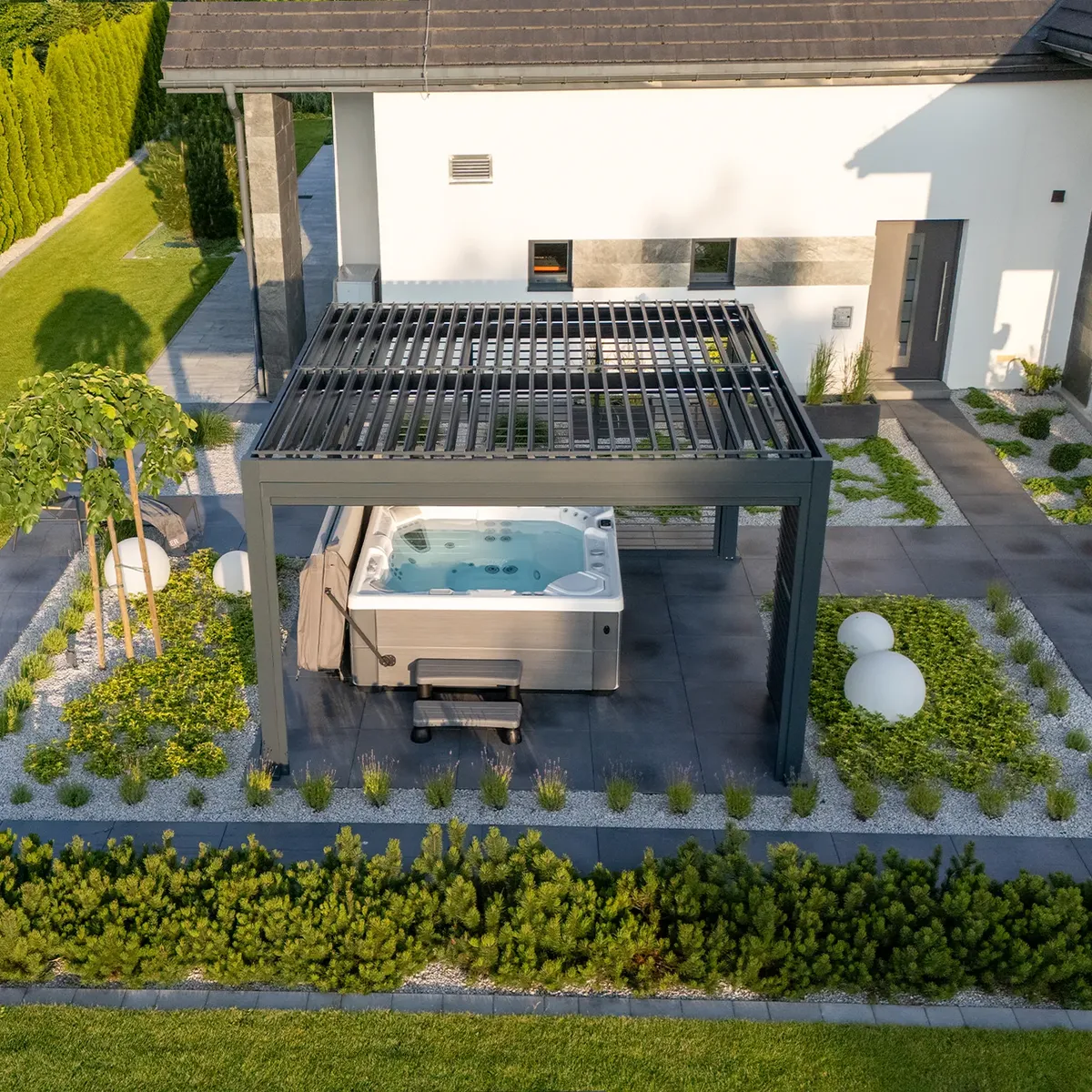 Elektryczna pergola tarasowa PRIME z oświetleniem LED 4x4m