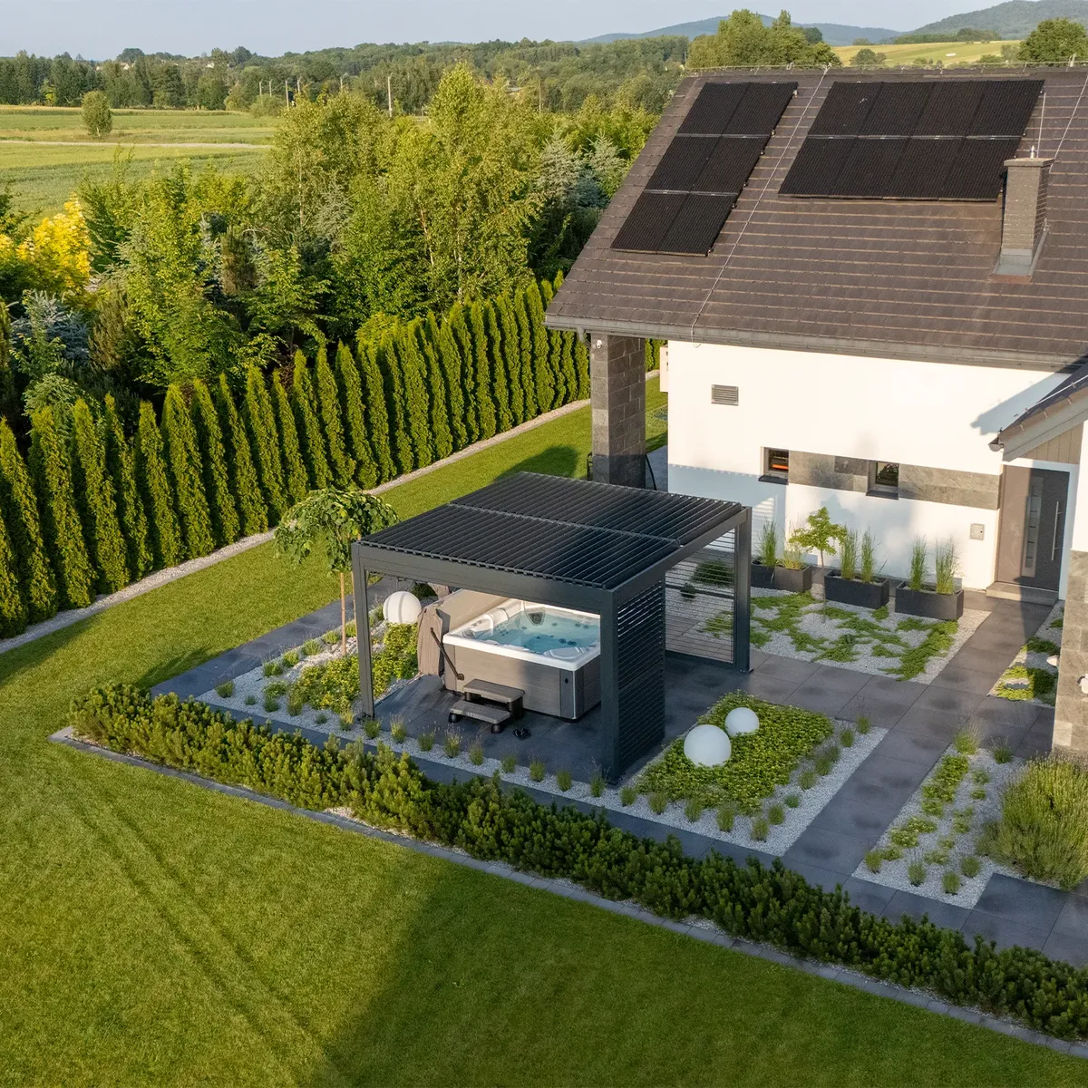 Elektryczna pergola tarasowa PRIME z oświetleniem LED 4x4m