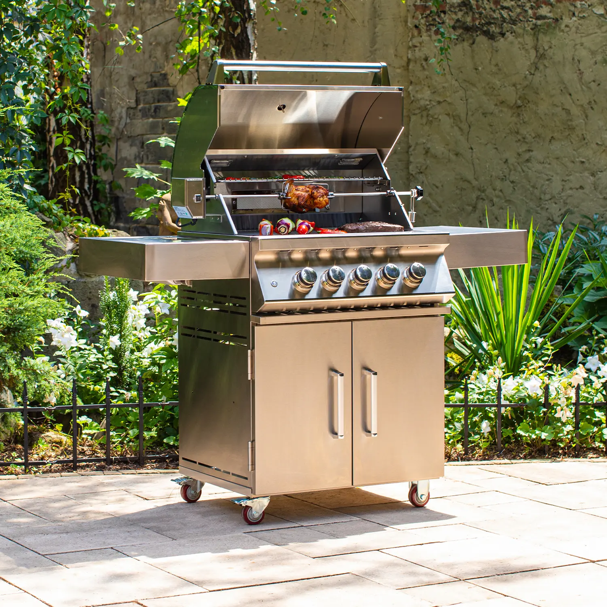 Grill ogrodowy gazowy PANAREA PRO 3-palnikowy srebrny