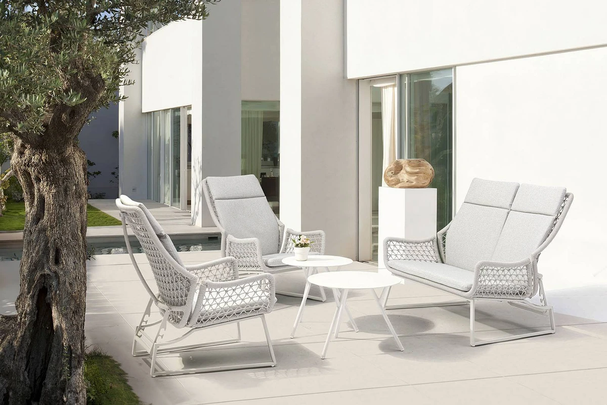 Stolik kawowy ogrodowy na taras DJ ⌀50 cm jasnoszary