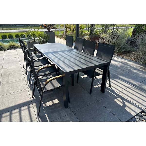 Stół RIALTO ALU + ALICANTE 5szt TEAK + ALICANTE 3szt antracyt 1318