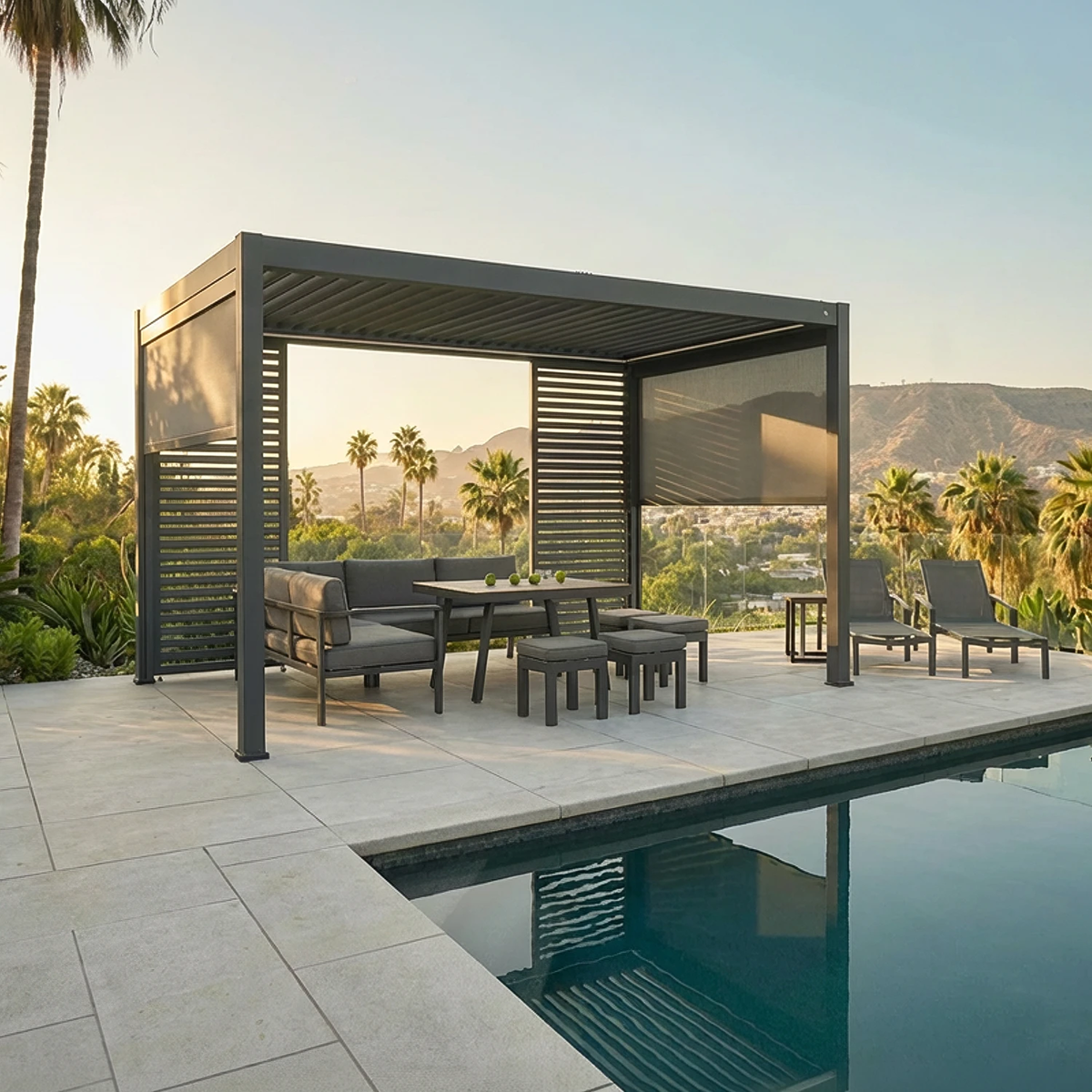 Elektryczna pergola tarasowa PRIME ECO z oświetleniem LED 3x4m