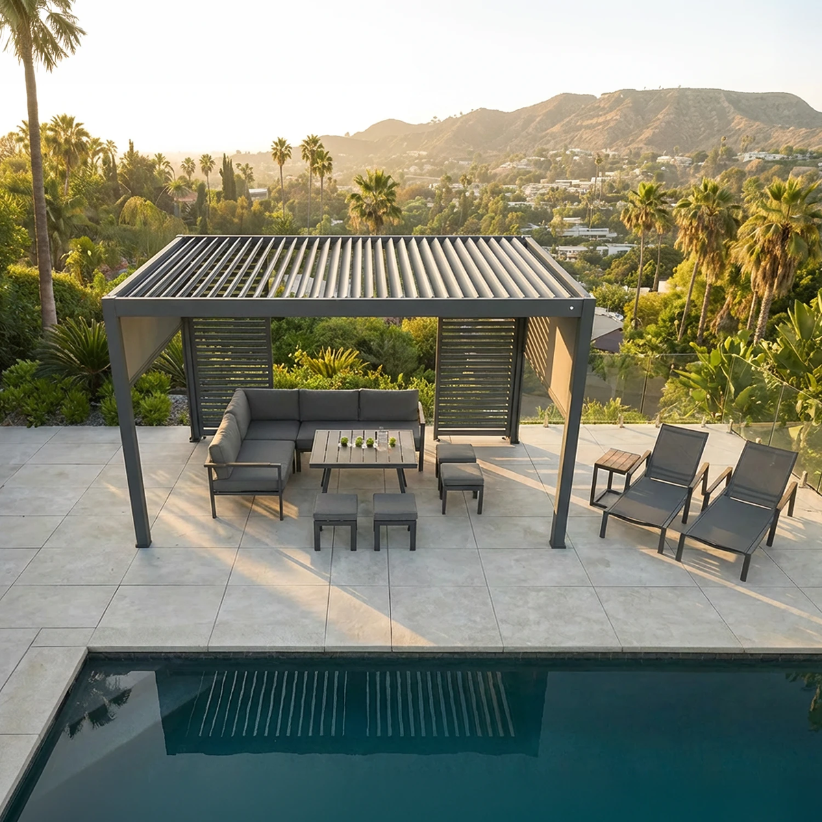 Elektryczna pergola tarasowa PRIME ECO z oświetleniem LED 3x4m