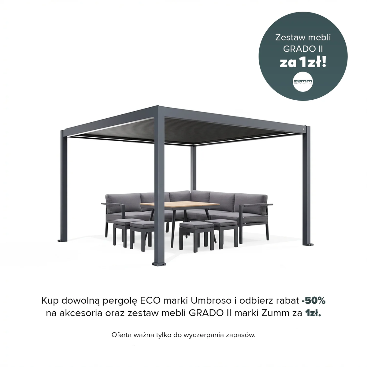 Elektryczna pergola tarasowa PRIME ECO z oświetleniem LED 3x6m