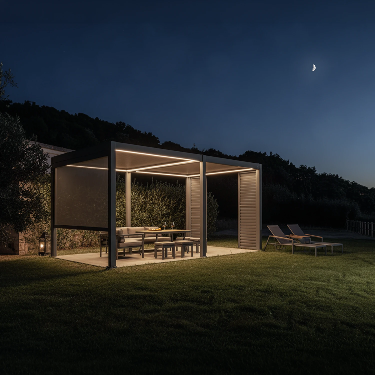 Elektryczna pergola tarasowa PRIME ECO z oświetleniem LED 3x6m