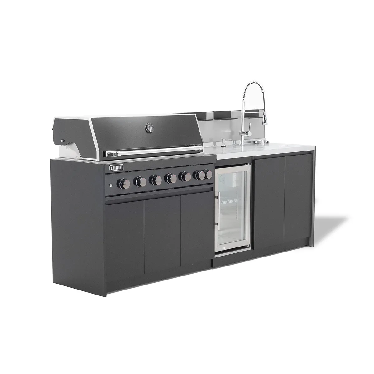Kuchnia BBQ VIEJA 3-elementowa z lodówką i zlewozmywakiem antacyt