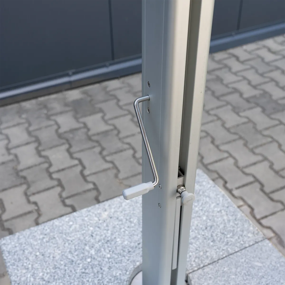 Parasol MONACO 3,5x3,5m szary + baza 128kg szara 1456 OUTLET (1)