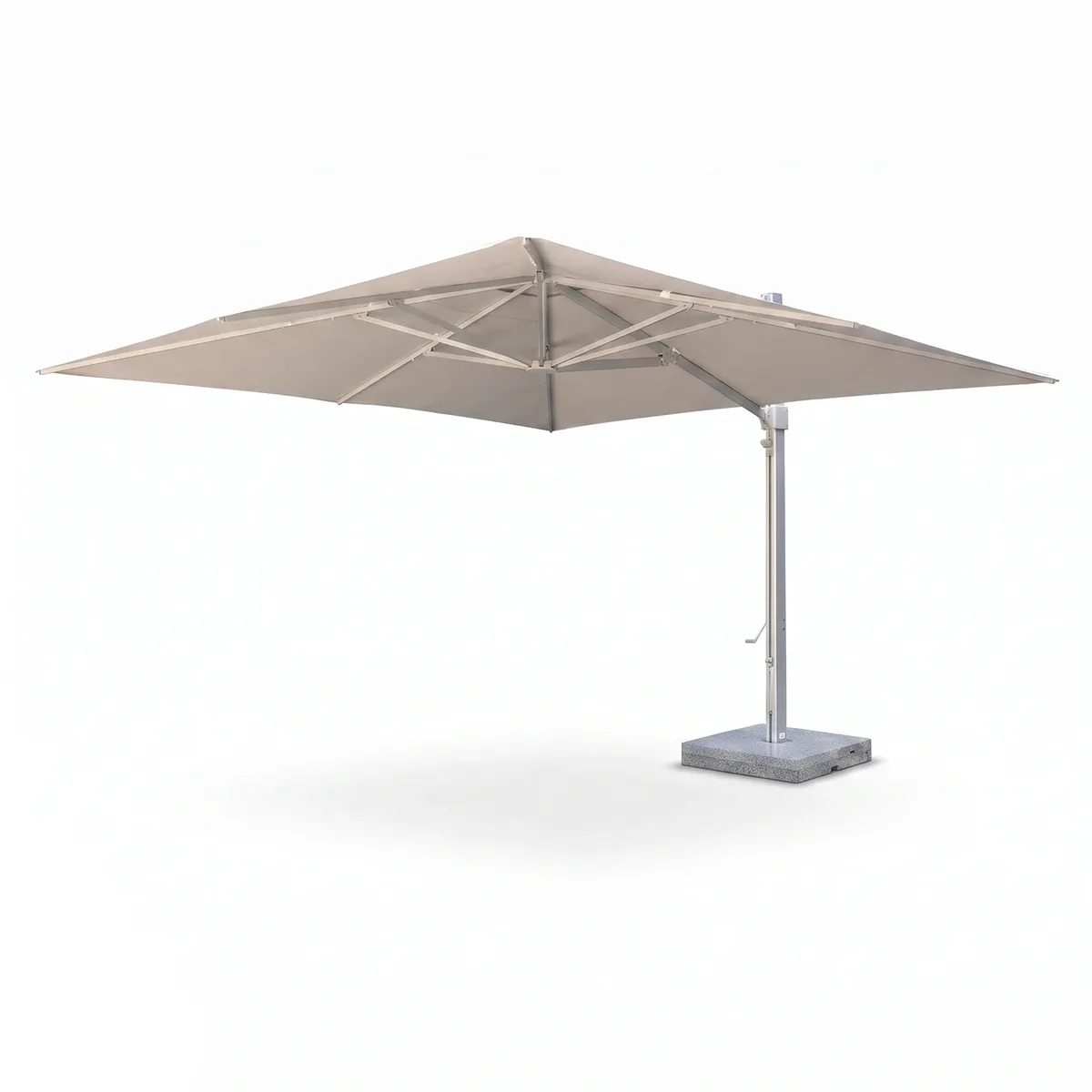 Parasol MONACO 3,5x3,5m szary + baza 128kg szara 1456 OUTLET (1)