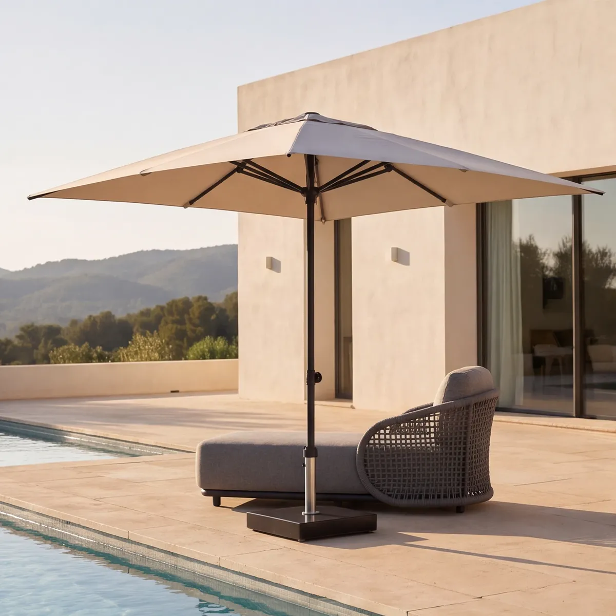 Parasol ogrodowy ​​​​​​ZENITH 2m x 2m mokka (1)