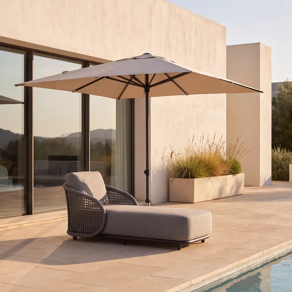 Parasol ogrodowy ​​​​​​ZENITH 2m x 2m mokka (1)