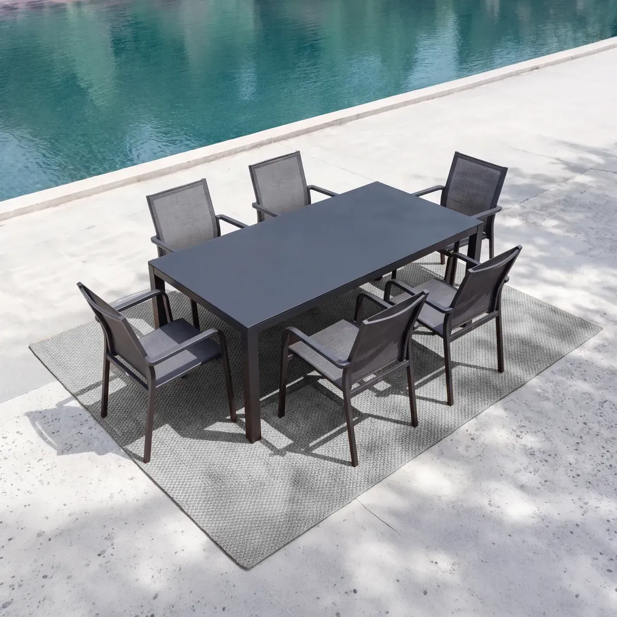 Zestaw jadalniany OVIEDO + 6x SOLLER antracyt 1963 OUTLET