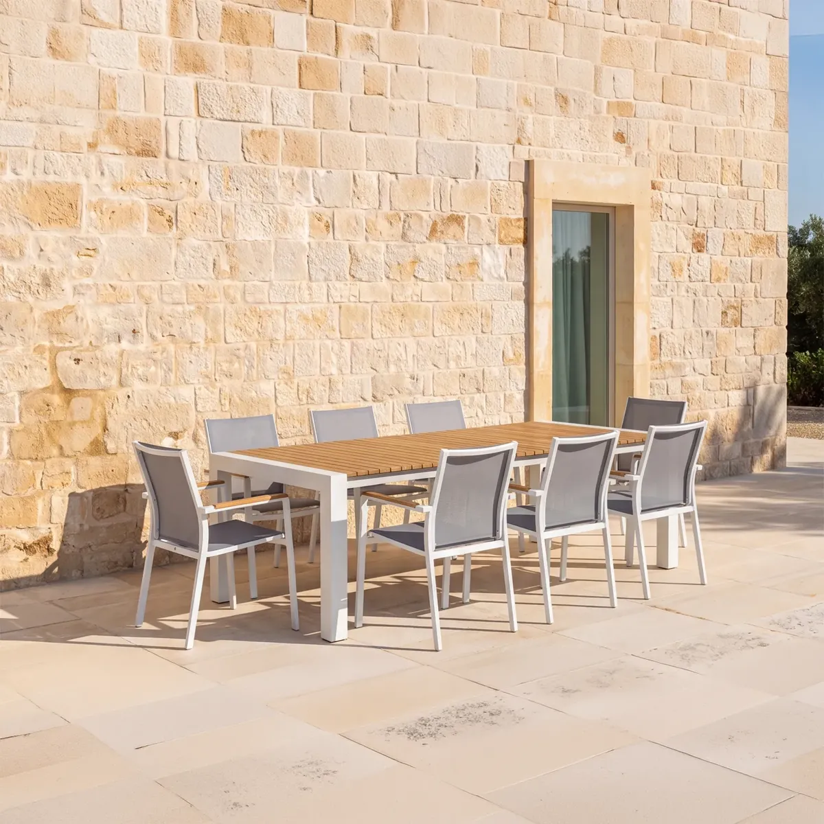 Zestaw jadalniany RIALTO 265-332 + 8x SOLLER TEAK antracyt 1966 OUTLET (1)